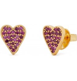 Womens Pave Heart Studs Ruby/Gold One Size $20.81 Earrings