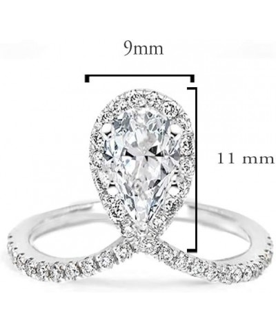 1.2ctw Pear Shaped Halo CZ Chevron Nouveau Wedding Pave Band Engagement Ring for Women, in White Gold Plating, Size 5-10 $13....