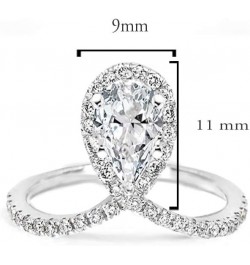 1.2ctw Pear Shaped Halo CZ Chevron Nouveau Wedding Pave Band Engagement Ring for Women, in White Gold Plating, Size 5-10 $13....