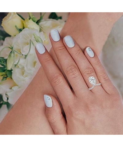 1.2ctw Pear Shaped Halo CZ Chevron Nouveau Wedding Pave Band Engagement Ring for Women, in White Gold Plating, Size 5-10 $13....