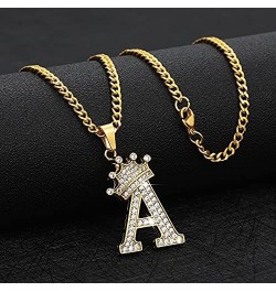 Cubic Zircon Crown Alphabet Necklace For Women Stainless Steel Gold Color A-Z Initial Letter Pendants Necklaces Wedding Jewer...