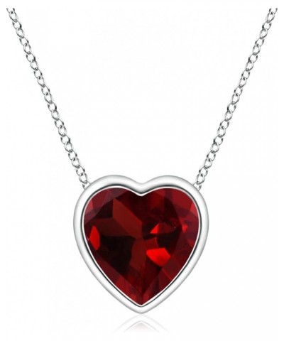 Natural Garnet Solitaire Heart Pendant Necklace for Women, Girls in 14K Solid Gold/Platinum | January Birthstone | Jewelry Gi...