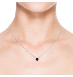 Natural Garnet Solitaire Heart Pendant Necklace for Women, Girls in 14K Solid Gold/Platinum | January Birthstone | Jewelry Gi...