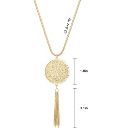 Fecsiory 12 Pcs Long Pendant Necklace for Women, Gold Bar Feather Triangle Leaf Lock Tassel Y Necklace Jewelry Set for Girls ...