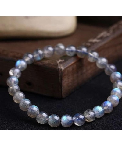 Genuine Rainbow Lights Natural Labradorite Moonstone Gemstone Round Bead Crystal Bracelet $11.73 Bracelets