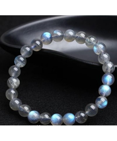 Genuine Rainbow Lights Natural Labradorite Moonstone Gemstone Round Bead Crystal Bracelet $11.73 Bracelets