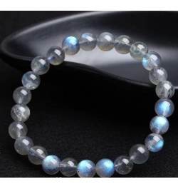 Genuine Rainbow Lights Natural Labradorite Moonstone Gemstone Round Bead Crystal Bracelet $11.73 Bracelets