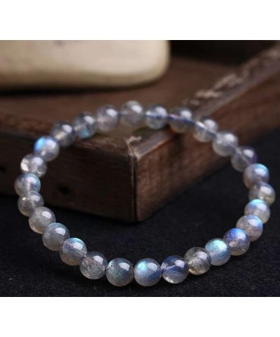 Genuine Rainbow Lights Natural Labradorite Moonstone Gemstone Round Bead Crystal Bracelet $11.73 Bracelets