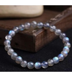 Genuine Rainbow Lights Natural Labradorite Moonstone Gemstone Round Bead Crystal Bracelet $11.73 Bracelets