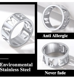 Personalized Name Ring 9mm/15mm Custom Name Plate Ring Engrave Any Names/Fidget Spinner Ring for Women Men Stainless Steel Je...