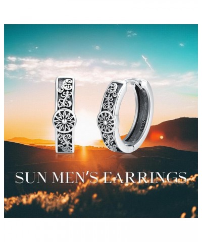 Sun Mountain Hoop Earrings 925 Sterling Silver Hypoallergenic Huggie Earrings Graduation Birthday Christmas Gifts for Men Wom...