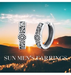 Sun Mountain Hoop Earrings 925 Sterling Silver Hypoallergenic Huggie Earrings Graduation Birthday Christmas Gifts for Men Wom...