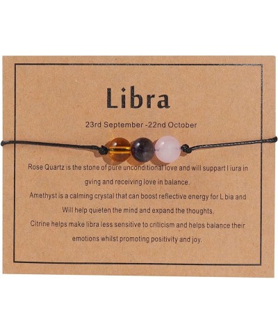 Zodiac Natural Stone Horoscope Bracelets 12 Constellation Astrology Healing Gemstone Crystal Card Packaging Horoscope Bracele...