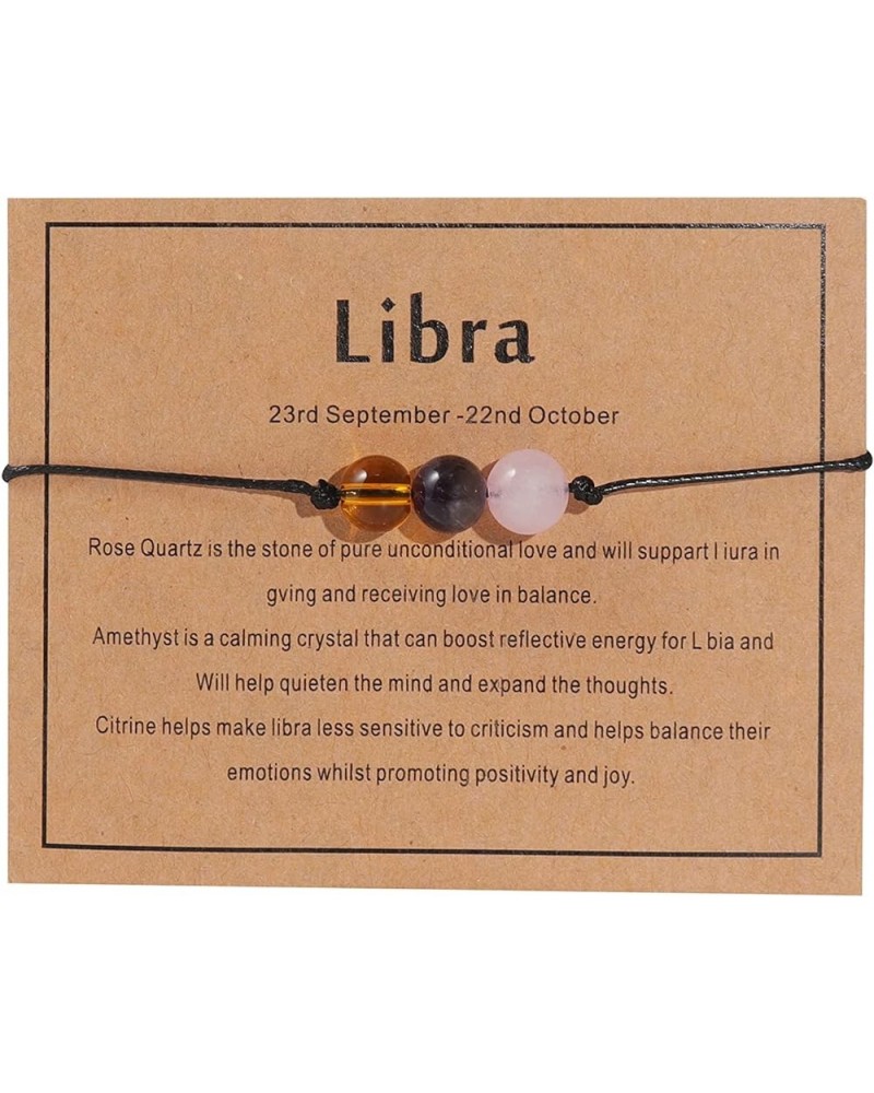 Zodiac Natural Stone Horoscope Bracelets 12 Constellation Astrology Healing Gemstone Crystal Card Packaging Horoscope Bracele...