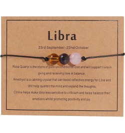 Zodiac Natural Stone Horoscope Bracelets 12 Constellation Astrology Healing Gemstone Crystal Card Packaging Horoscope Bracele...