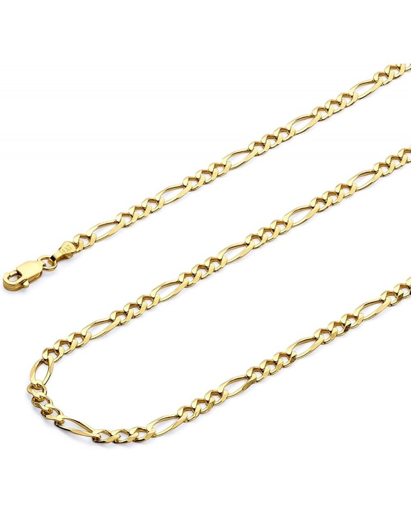 14K Solid Gold Light Figaro Chains (Select Options) 18 Inches Yellow Gold $253.75 Necklaces