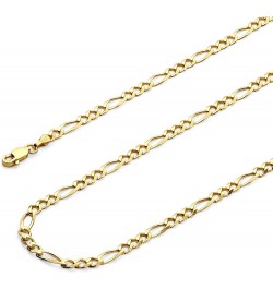 14K Solid Gold Light Figaro Chains (Select Options) 18 Inches Yellow Gold $253.75 Necklaces