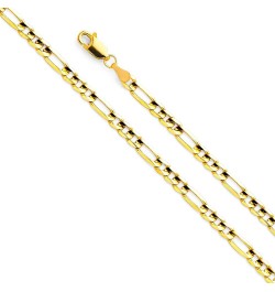 14K Solid Gold Light Figaro Chains (Select Options) 18 Inches Yellow Gold $253.75 Necklaces