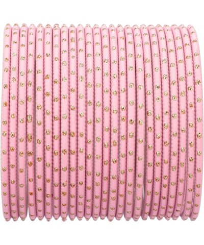 Indian Bangles Set Bollywood Plain Metal Bangle Bracelets Costume Jewelry for Women & Girls Flamingo Pink (Set of 24 Pcs) 2-6...