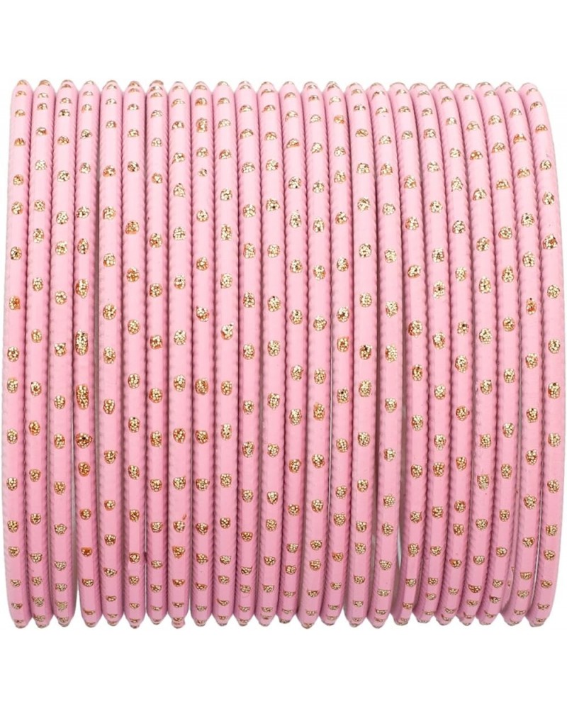 Indian Bangles Set Bollywood Plain Metal Bangle Bracelets Costume Jewelry for Women & Girls Flamingo Pink (Set of 24 Pcs) 2-6...