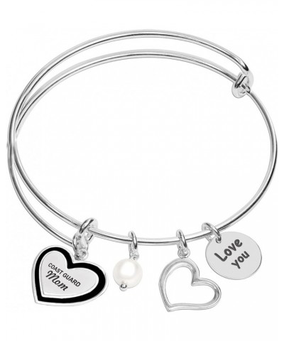 925 Sterling Silver Expandable Wire Multi-Charm Bangle Bracelet for Women Coast Guard Mom $16.28 Bracelets