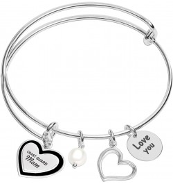 925 Sterling Silver Expandable Wire Multi-Charm Bangle Bracelet for Women Coast Guard Mom $16.28 Bracelets