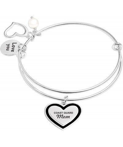 925 Sterling Silver Expandable Wire Multi-Charm Bangle Bracelet for Women Coast Guard Mom $16.28 Bracelets