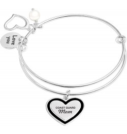 925 Sterling Silver Expandable Wire Multi-Charm Bangle Bracelet for Women Coast Guard Mom $16.28 Bracelets