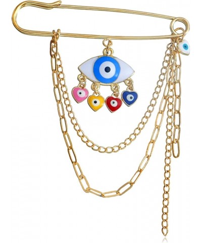 Crystal Eye Brooch Pin Multi-layer Hanging Chain Lapel Pin Elegance CZ Evil Eye Star Charm Brooch Lucky Devil Eye Tassel Pin ...