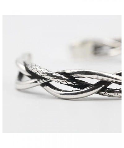 S999 Antique Silver Plated Wide Feather Cuff Bracelet For Men Women Adjustable Retro Twisted Feather Bracelets Gift Jewelry T...