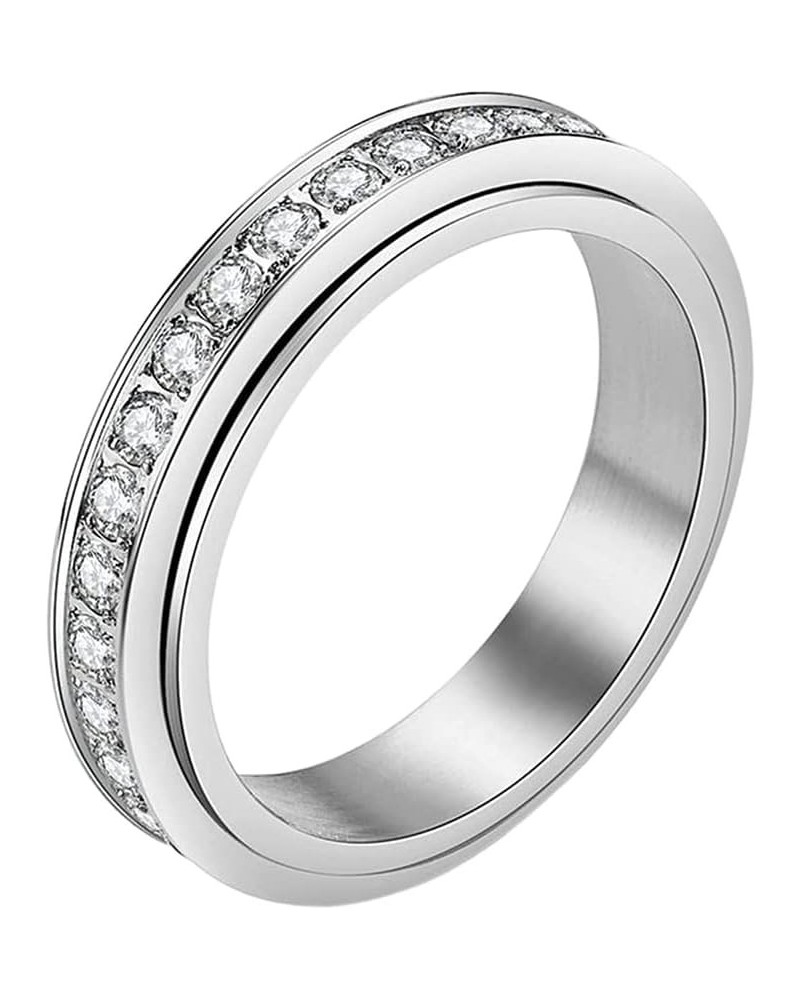 Vikanda Thermogenic Moissanite Spinner Ring - Silver Spinner Rings Use It to Relieve Your Child Stress，Anxiety Ring for Women...