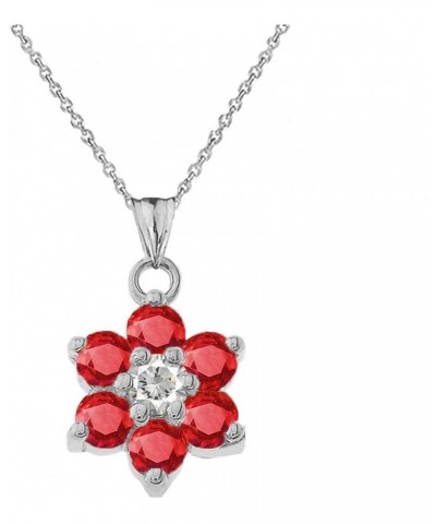 Dainty Sterling Silver Personalized Birthstone CZ Flower Pendant Necklace July Birthstone 20.0 Inches $22.22 Necklaces