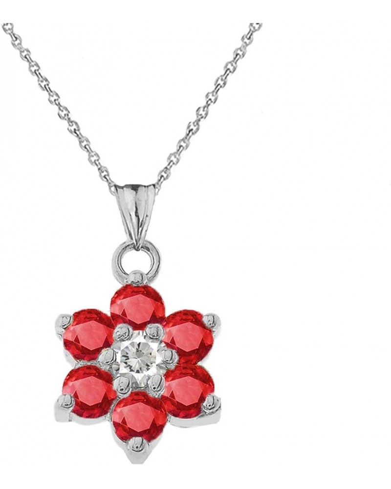 Dainty Sterling Silver Personalized Birthstone CZ Flower Pendant Necklace July Birthstone 20.0 Inches $22.22 Necklaces