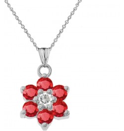 Dainty Sterling Silver Personalized Birthstone CZ Flower Pendant Necklace July Birthstone 20.0 Inches $22.22 Necklaces