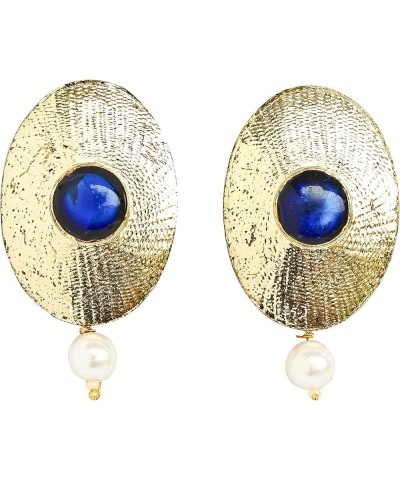 Indian Bollywood Artistic stud designer Earrings jewelry in Gold or Silver Tone For Women. D307 Blue $9.34 Earrings