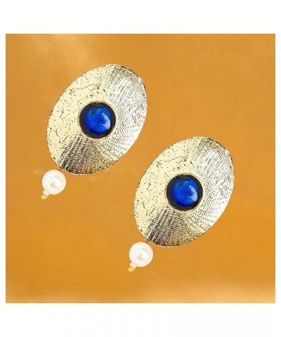 Indian Bollywood Artistic stud designer Earrings jewelry in Gold or Silver Tone For Women. D307 Blue $9.34 Earrings