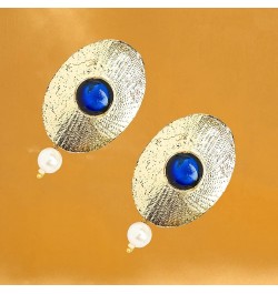 Indian Bollywood Artistic stud designer Earrings jewelry in Gold or Silver Tone For Women. D307 Blue $9.34 Earrings