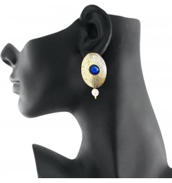 Indian Bollywood Artistic stud designer Earrings jewelry in Gold or Silver Tone For Women. D307 Blue $9.34 Earrings