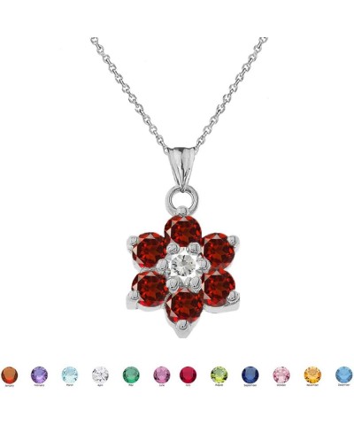 Dainty Sterling Silver Personalized Birthstone CZ Flower Pendant Necklace July Birthstone 20.0 Inches $22.22 Necklaces