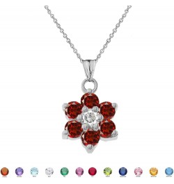 Dainty Sterling Silver Personalized Birthstone CZ Flower Pendant Necklace July Birthstone 20.0 Inches $22.22 Necklaces