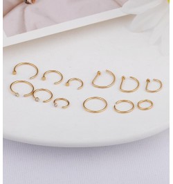 G23 Titanium Nose Rings Hoops for Sensitive Skin 20g Pure Titanium Hoop Nose Rings for Women Men D-Shaped 12Pcs Thin Nose Hoo...