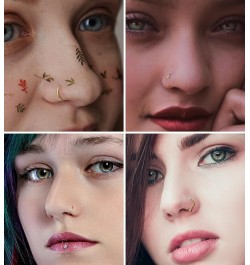 G23 Titanium Nose Rings Hoops for Sensitive Skin 20g Pure Titanium Hoop Nose Rings for Women Men D-Shaped 12Pcs Thin Nose Hoo...