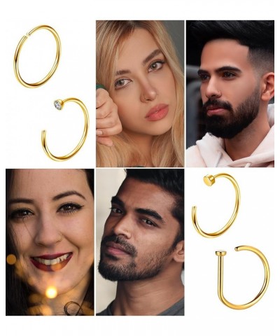 G23 Titanium Nose Rings Hoops for Sensitive Skin 20g Pure Titanium Hoop Nose Rings for Women Men D-Shaped 12Pcs Thin Nose Hoo...