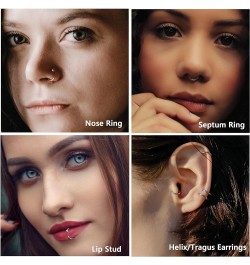 G23 Titanium Nose Rings Hoops for Sensitive Skin 20g Pure Titanium Hoop Nose Rings for Women Men D-Shaped 12Pcs Thin Nose Hoo...