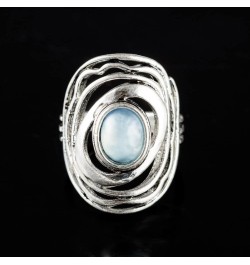 Vintage Oval Rainbow Moonstone Cocktail Ring 925 Sterling Silver Round Cut Natural Stone Rings for Women Victorian Handcrafte...