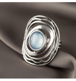 Vintage Oval Rainbow Moonstone Cocktail Ring 925 Sterling Silver Round Cut Natural Stone Rings for Women Victorian Handcrafte...