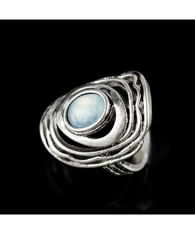 Vintage Oval Rainbow Moonstone Cocktail Ring 925 Sterling Silver Round Cut Natural Stone Rings for Women Victorian Handcrafte...