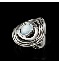 Vintage Oval Rainbow Moonstone Cocktail Ring 925 Sterling Silver Round Cut Natural Stone Rings for Women Victorian Handcrafte...