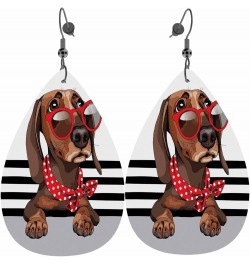 Leather Earrings for Women Teardrop Double-Sided Dangle Lightweight Girls Leaf Earrings Dachshund Dog $7.40 Earrings