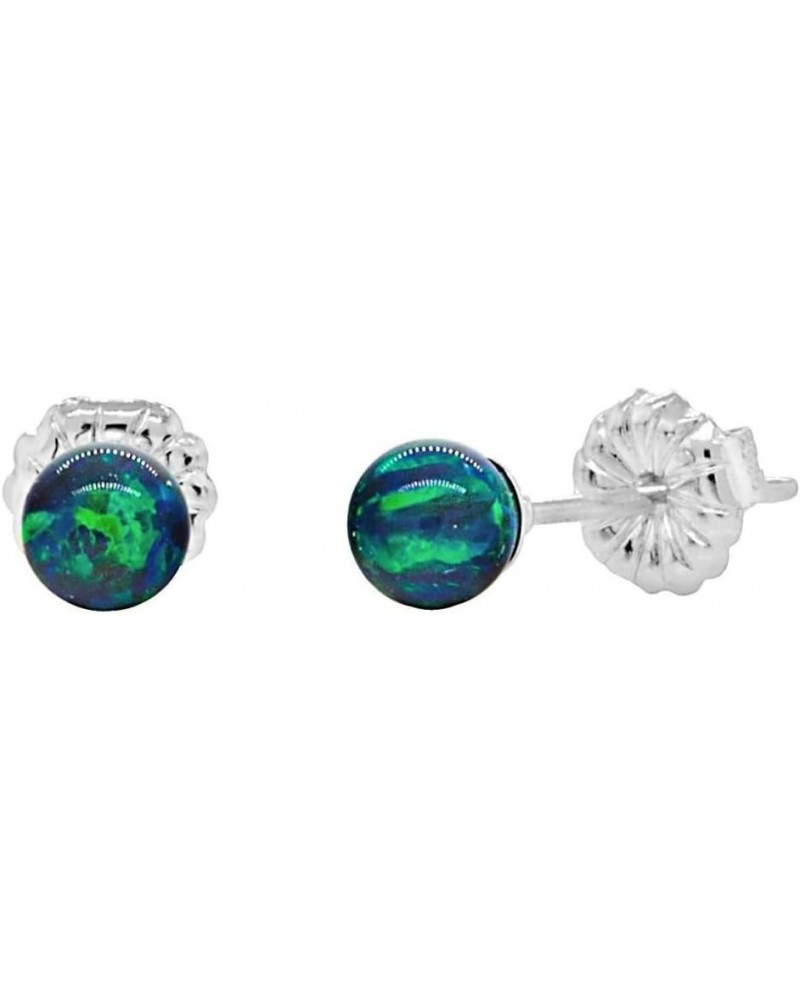 925 Sterling Silver 4mm Created Opal Ball Stud Earrings Peacock $14.27 Earrings